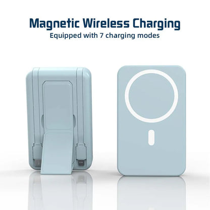 10000mAh Portable Magnetic Wireless Power Bank, 22.5W Fast Charging for All Smartphones, Mobile Power Supply With Back Clip & Foldable Desktop Stand