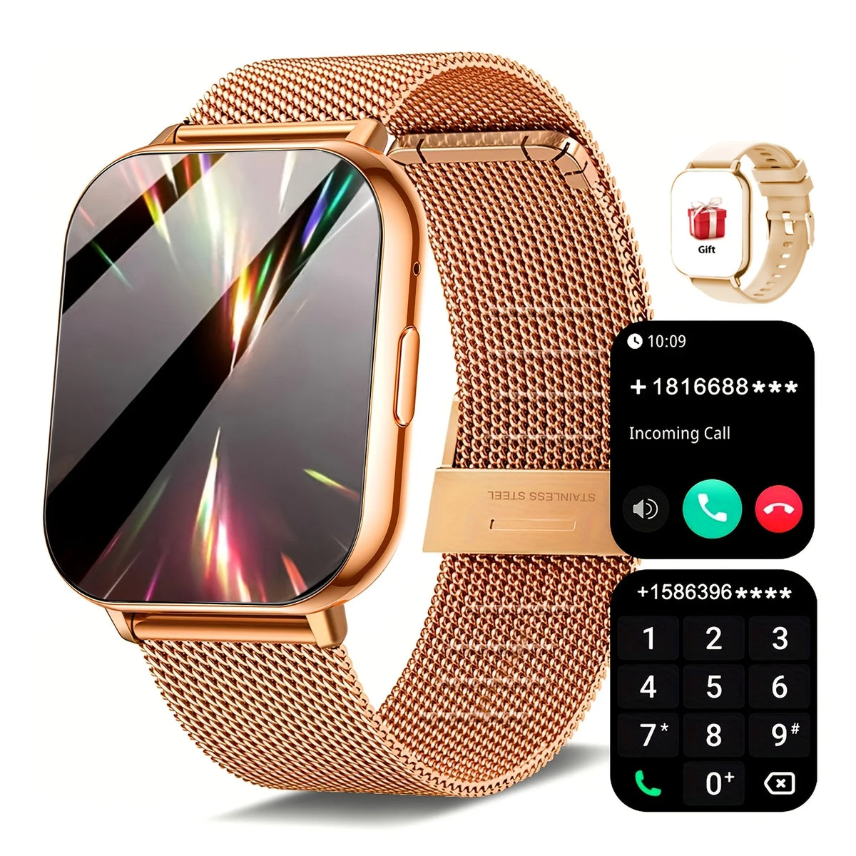 Sports Smart Watch, 1.83inch Full Touch Screen Display with Message, Answer Make Call Smartwatch, Sleep Monitoring, Sports Pedometer, Information Alerts, for iPhone Android Phones, Smartbands Fitness Watch for Women Men Frien