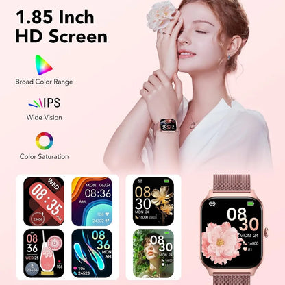 Women's Bluetooth Smartwatch with AI Voice, HD Fitness Tracker, Multi-Sports Modes, Waterproof Design