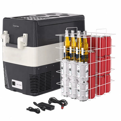 53QT 12V Car Refrigerator 50L Portable Fridge Freezer, 0F-50F Electric Cooler, AC/DC For Truck Boat RV Camping Travel