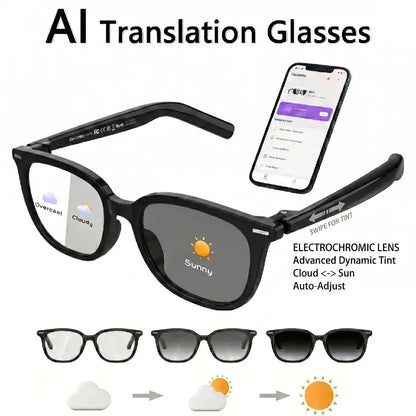 2026 New AI Smart Glasses,AI ChatGPT and Gemini-2.5 with 164 Translations Supported,Bluetooth Glasses for Men Women,Music Playback & Hands-Free Calling,Photochromic Lens,IP67 Waterproof