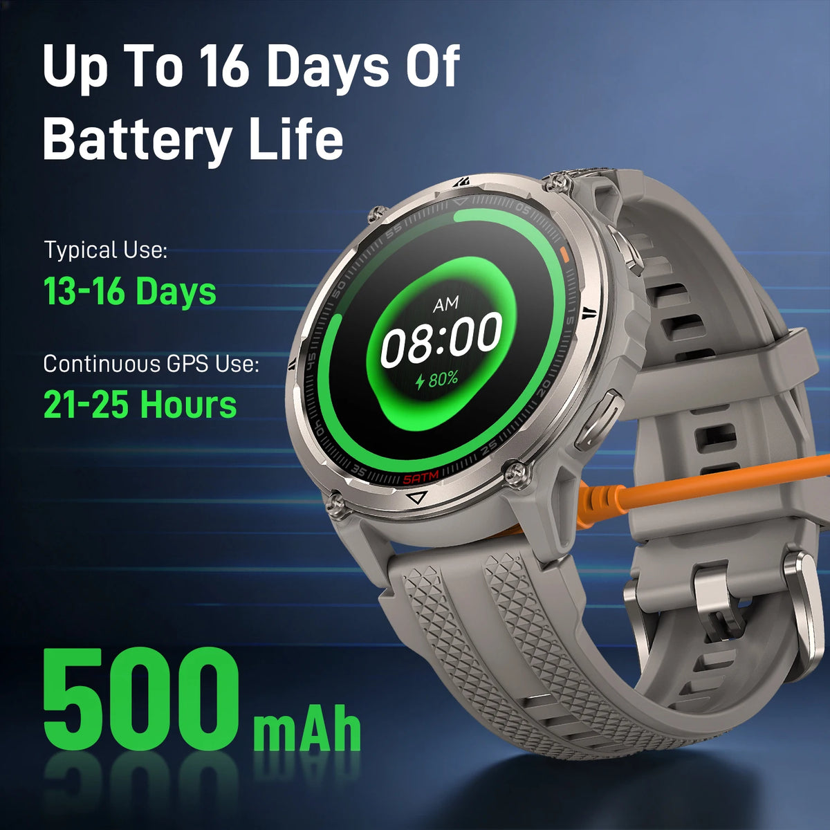 KOSPET ORB 2 Rugged Smartwatch for Men Dual Band GPS L1+L5 AMOLED 1.43" Military Watch 5ATM IP69 LED Flashlight 170+ Sports