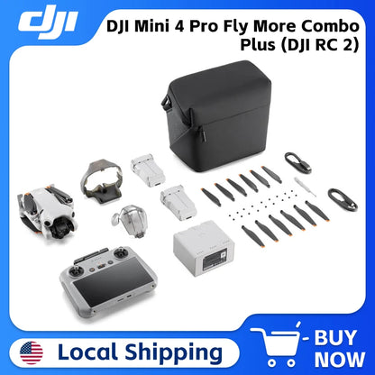 DJI Mini 4 Pro Fly More Combo Plus (DJI RC 2) 4K/60fps HDR True Vertical Shooting Omnidirectional Obstacle Sensing Under 249 g