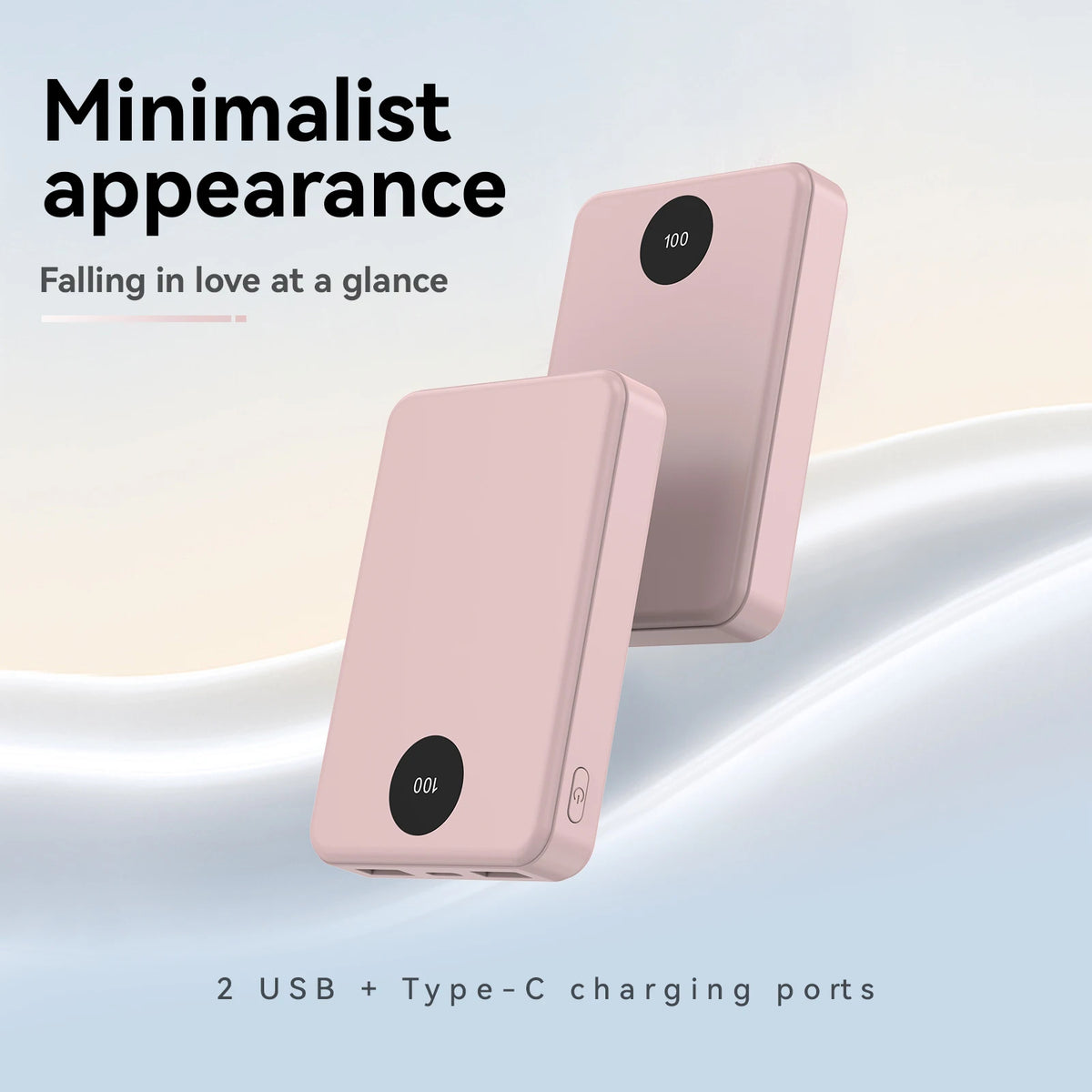 Portable Charger 10000mAh Power Bank, Dual USB Output & USB-C Input Output, Digital Screen Display External Battery for Cell Pho