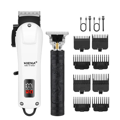 HIENA Professional Barber Kit Electric Hair Clipper Beard Shaver Detail Trimmer Cordless Rechargeable Titanium Blades for Home
