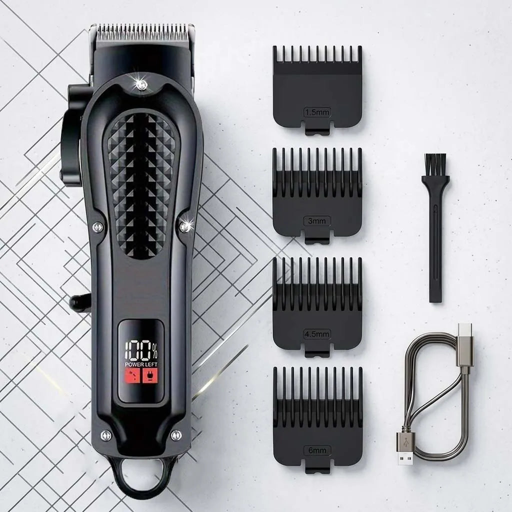 4 in 1 Men's Hair Clipper Set, Cordless Electric Trimmer, Foil Shaver & Nose Trimmer Kit,Beard Cutter, USB Rechargeable Grooming Kit with LED Display, Multiple Guide comb