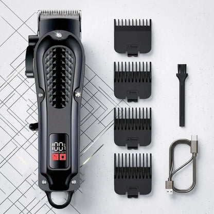 4 in 1 Men's Hair Clipper Set, Cordless Electric Trimmer, Foil Shaver & Nose Trimmer Kit,Beard Cutter, USB Rechargeable Grooming Kit with LED Display, Multiple Guide comb