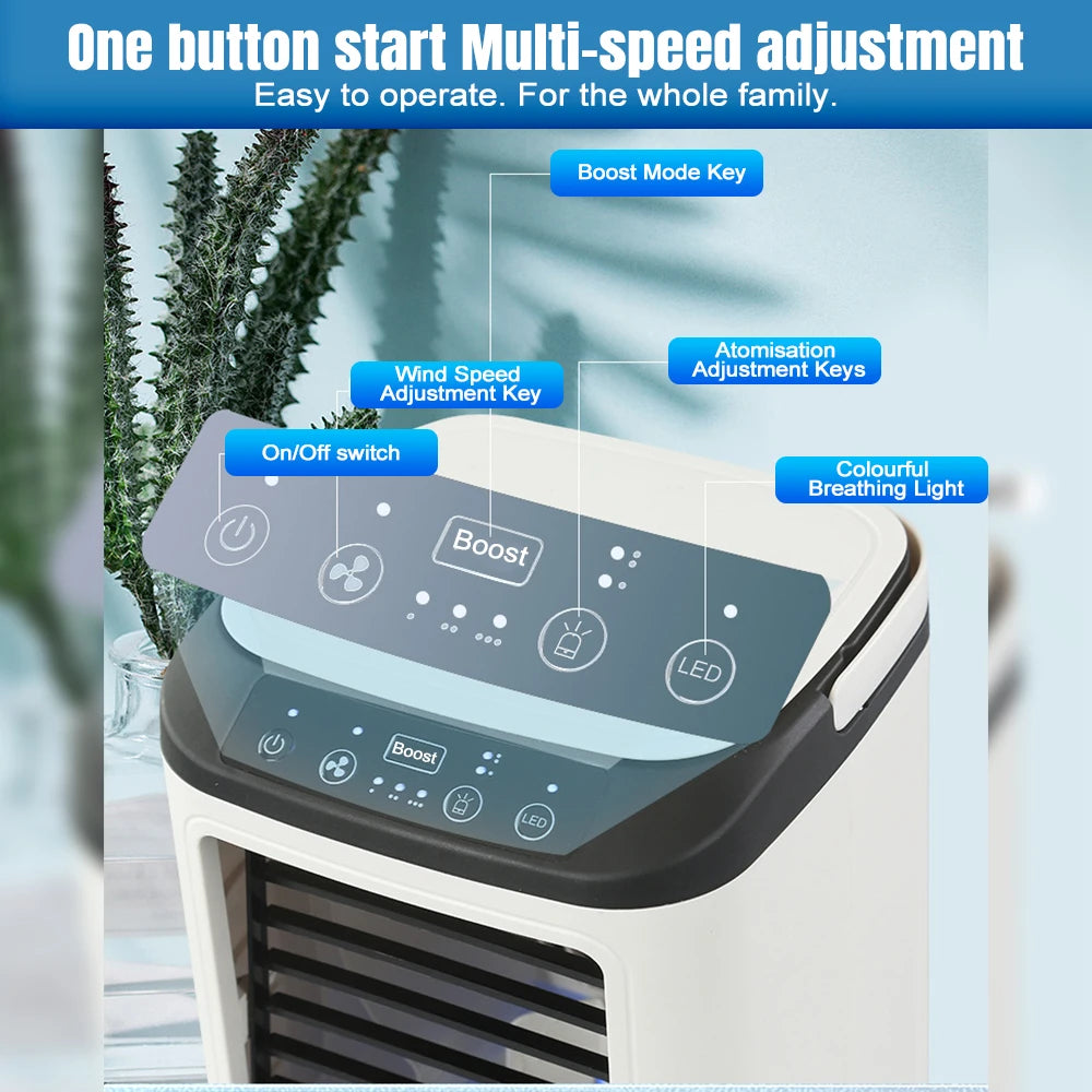 Portable Mini Air Conditioner Cooler Fan Personal Evaporative Cooling Fan with Mist Function 3 Speed Desktop Mini Fan for Home Office