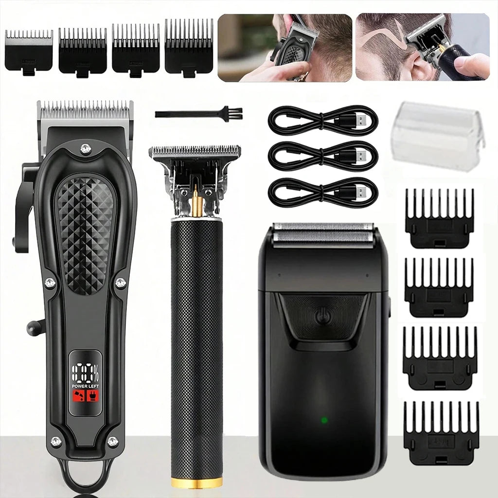 4-in-1 Electric Hair Clipper Set for Men Rechargeable Cordless Hair Trimmer Grooming Kit for men Beard Cutting Machine Nose Hair trimmer Electric Shaver Birthday Christmas Gift For Family