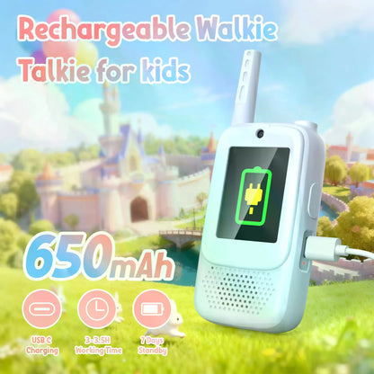 Rush Deer Video Walkie Talkies for Kids, 2 Pack Rechargeable Video Intercom Kids Walkies Talkies with HD Camera & Voice, Indoor Outdoor Games,Camping, Hiking for Boys Girls 3-14,Blue/Pink