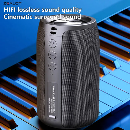Zealot-S32 Wireless Speaker Outdoor Portable Subwoofer Speaker, Waterproof IPX 6, Dual Pairing,1500mAh Battery.