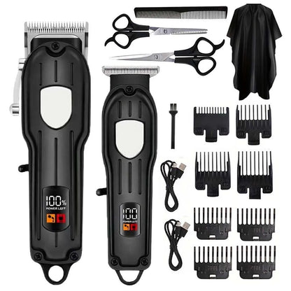 Professional Cordless Hair Clipper Set with Digital Display, T-Blade Trimmer & Hair Clipper &  Guide Combs Hair Grooming for Men’s  Barber Salon-Grade Haircutting at Home Gifts for Men