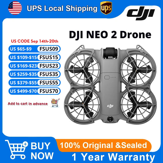 DJI Neo 2 Drones with a Camera - 151g Lightweight UAV, Drone 4K Professional 100FPS Camera, Palm Takeoff & Gesture Control, ActiveTrack for Cycling, Omnidirectional Obstacle Avoidance