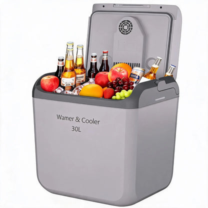 Electric Cooler Car Fridge 32QT 12V And 110V Portable Cooler And Warmer For Truck Ideal For Camping Road Trips And Trucking 32QT Portable Car Fridge With Cooling And Heating Functions