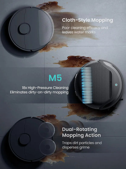 Lefant  M5 Robot Vacuum and Mop, 18000Pa Suction, PSD 2.0 Obstacle Avoidance, All-in-One Robot Vacuum 120 Day Self-Emptying, Self Cleaning Mop, Auto Drying, Supports 2.4G/5G WiFi,