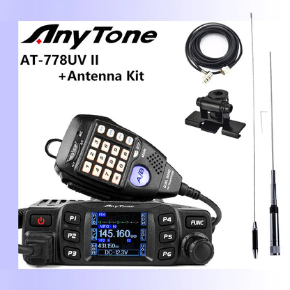 AnyTone AT-778UV II Dual Band Transceiver Mini Mobile Radio Station VHF 136-174 UHF 400-480MHz Amateur Radio  Walkie Talkie 25W