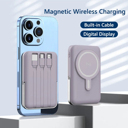 10000mAh Wireless Magnetic Power Bank Portable 22.5W Fast Charging For All Smartphones Mobile Power with Back Clip and Bracket Desktop Charger