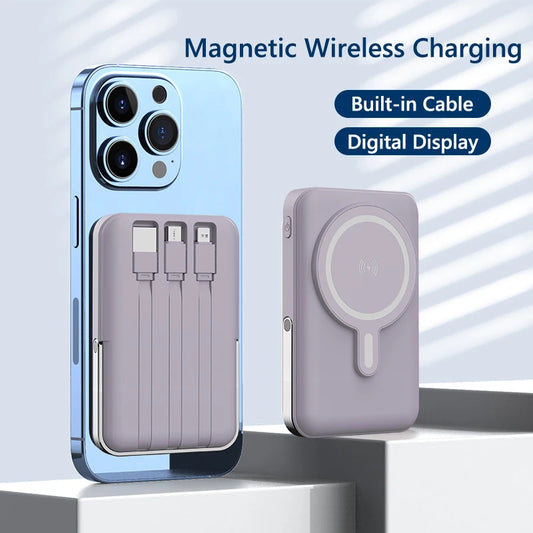 10000mAh Wireless Magnetic Power Bank Portable 22.5W Fast Charging For All Smartphones Mobile Power with Back Clip and Bracket Desktop Charger