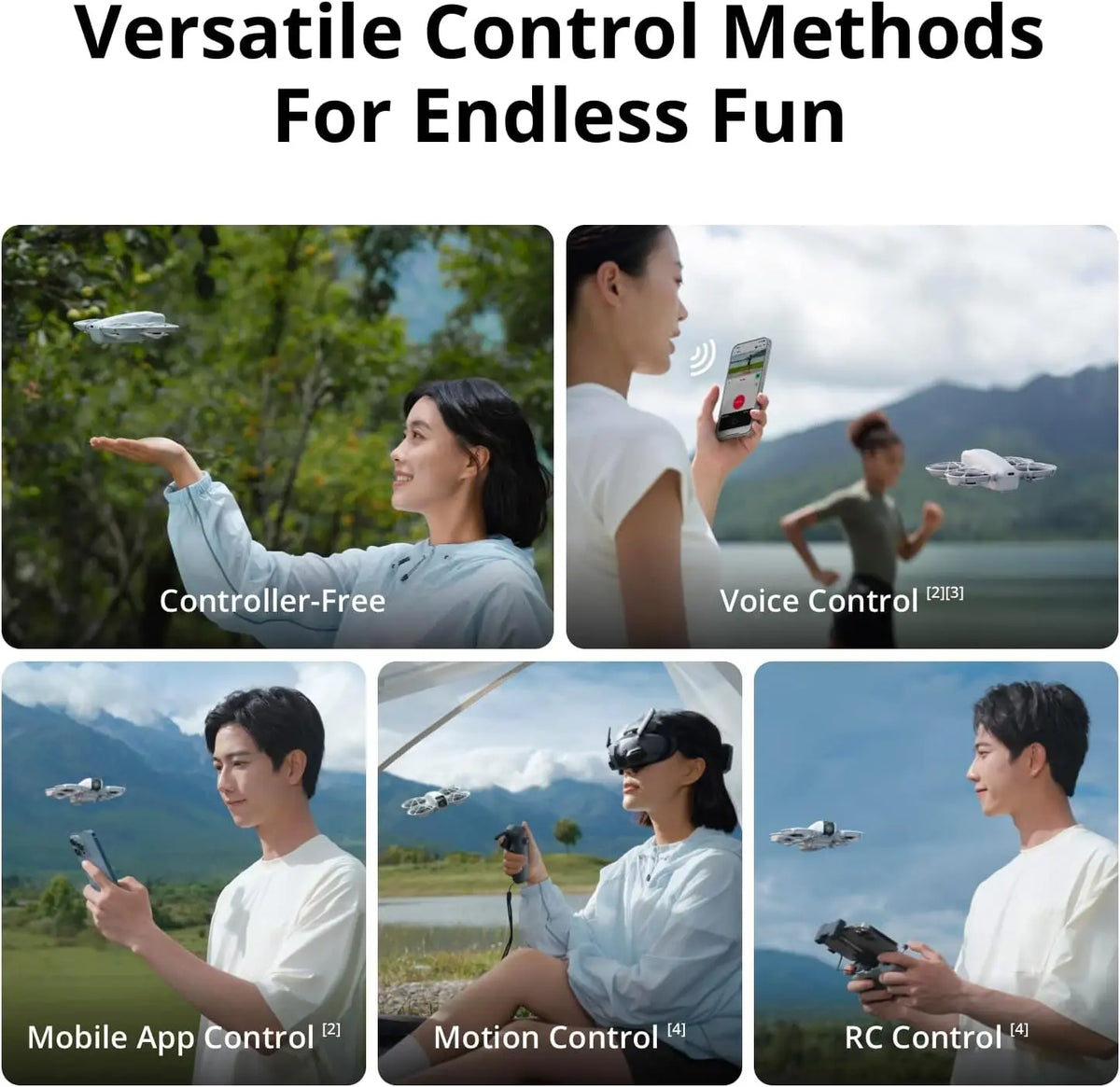 Open Box-DJI Neo Motion Fly More Combo, Mini Drone with 4K UHD Camera for Adults, 135g Self Flying Drone That Follows You, Palm Takeoff, Subject Tracking, QuickShots, with RC Motion 3 and 3 Batteries