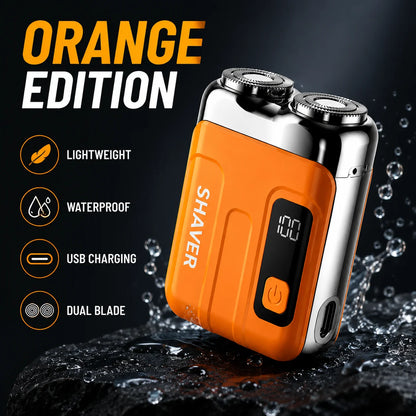 Mini Electric Shaver for Men Portable Rechargeable Beard Shaver USB-C Waterproof Dual Blade Razor with LED Display Travel