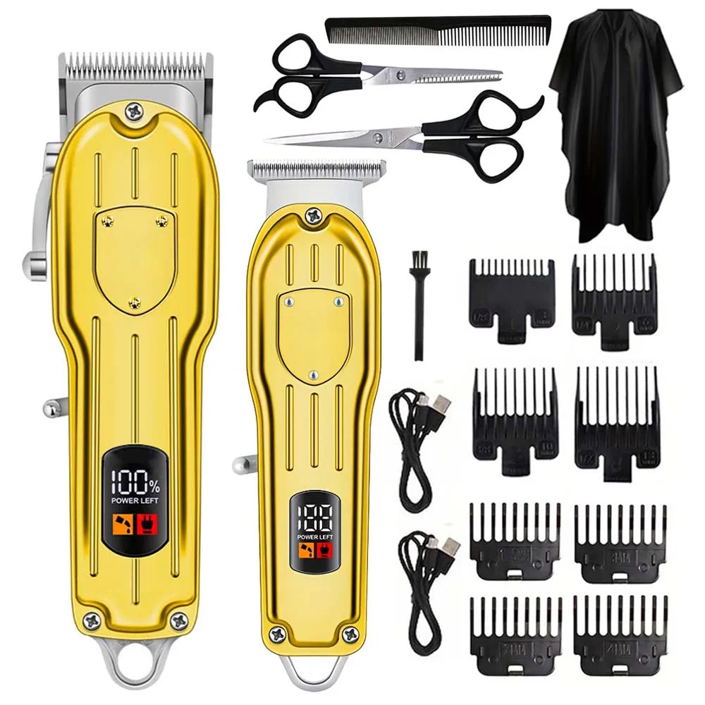 Professional Cordless Hair Clipper Set with Digital Display, T-Blade Trimmer & Hair Clipper &  Guide Combs Hair Grooming for Men’s  Barber Salon-Grade Haircutting at Home Gifts for Men