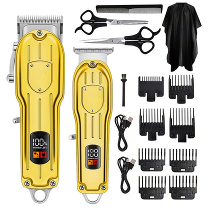Professional Cordless Hair Clipper Set with Digital Display, T-Blade Trimmer & Hair Clipper &  Guide Combs Hair Grooming for Men’s  Barber Salon-Grade Haircutting at Home Gifts for Men