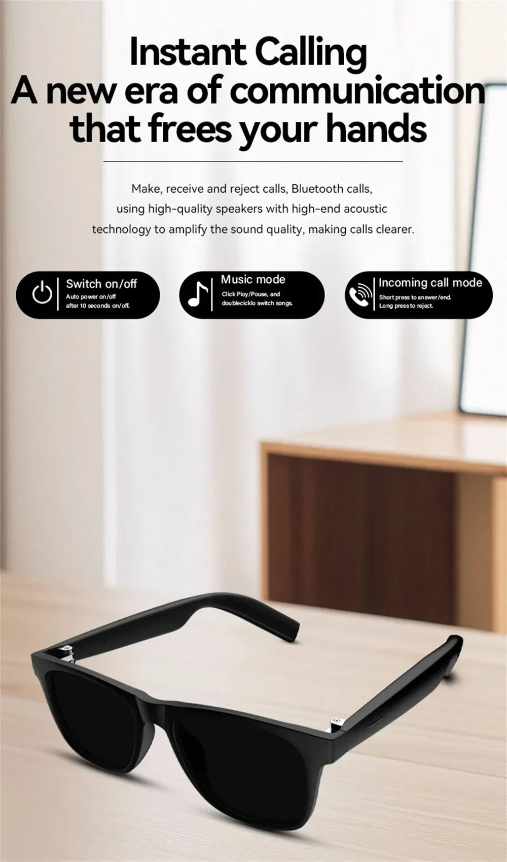 US D11 Smart Glasses Recorder Voice Assistant Music Bluetooth AI Shooting Connectivity Sunglasses Video Anti Blue-Light D11