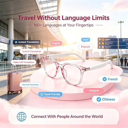 Smart translation glasses that change color, supporting real-time conversation in 160 languages; Bluetooth audio glasses suitable for driving and cycling, designed for both men and women