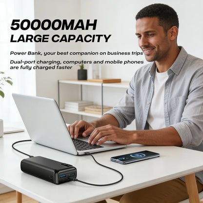 Hganus 50000mAh Powerbank 22.5W Fast Charge Protable Powerbank External Battery High Capacity For IPh Xiaomi Samsung Outdoor Use