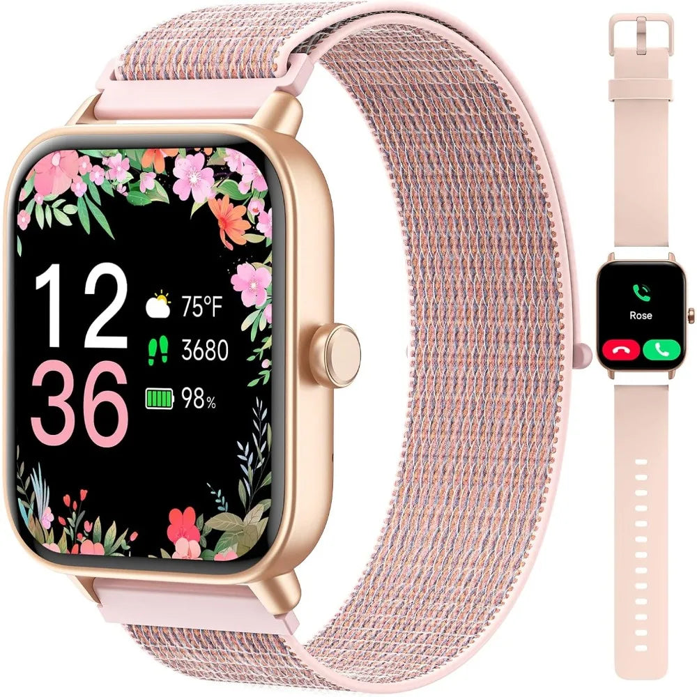 Smart Watches: Fitness Tracker, Call/SMS, Heart Rate, SpO2, Stress, Sleep, 100+ Modes, Waterproof, 2 Bands