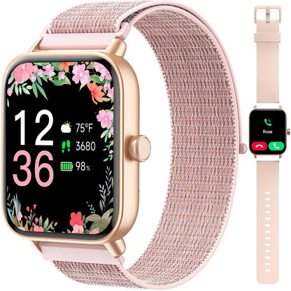 Smart Watches: Fitness Tracker, Call/SMS, Heart Rate, SpO2, Stress, Sleep, 100+ Modes, Waterproof, 2 Bands