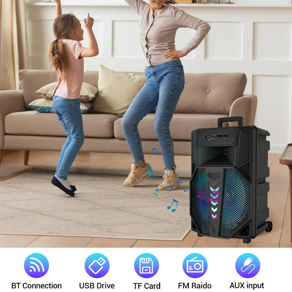 3000W Portable Bluetooth Speaker 15' Subwoofer W/Stand Sound System Wireless Rechargeable Boombox Party Speaker