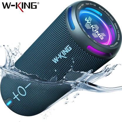 W-KING D320 Blue Bluetooth Speaker 40W Portable Wireless IP67 Waterproof Bluetooth 5.3 Deep Bass 24H Playtime Stereo Speaker
