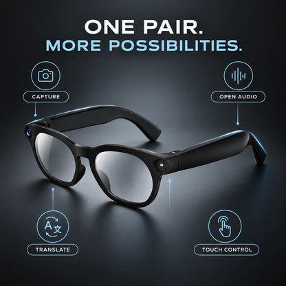 2026 New Smart AI Glasses, 4K 8MP HD Camera Smart Glasses, Men Women, Real-Time Translation, 150+ Language Translation, Connecting to ChatGPT, WIFI Transmission, Shooting, Video Recording and live Streaming, Bluetooth Call, A