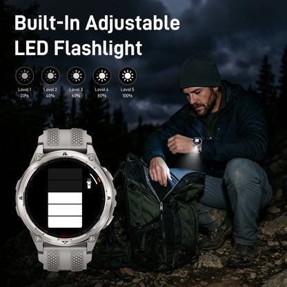 KOSPET ORB 2 Rugged Smartwatch for Men Dual Band GPS L1+L5 AMOLED 1.43" Military Watch 5ATM IP69 LED Flashlight 170+ Sports