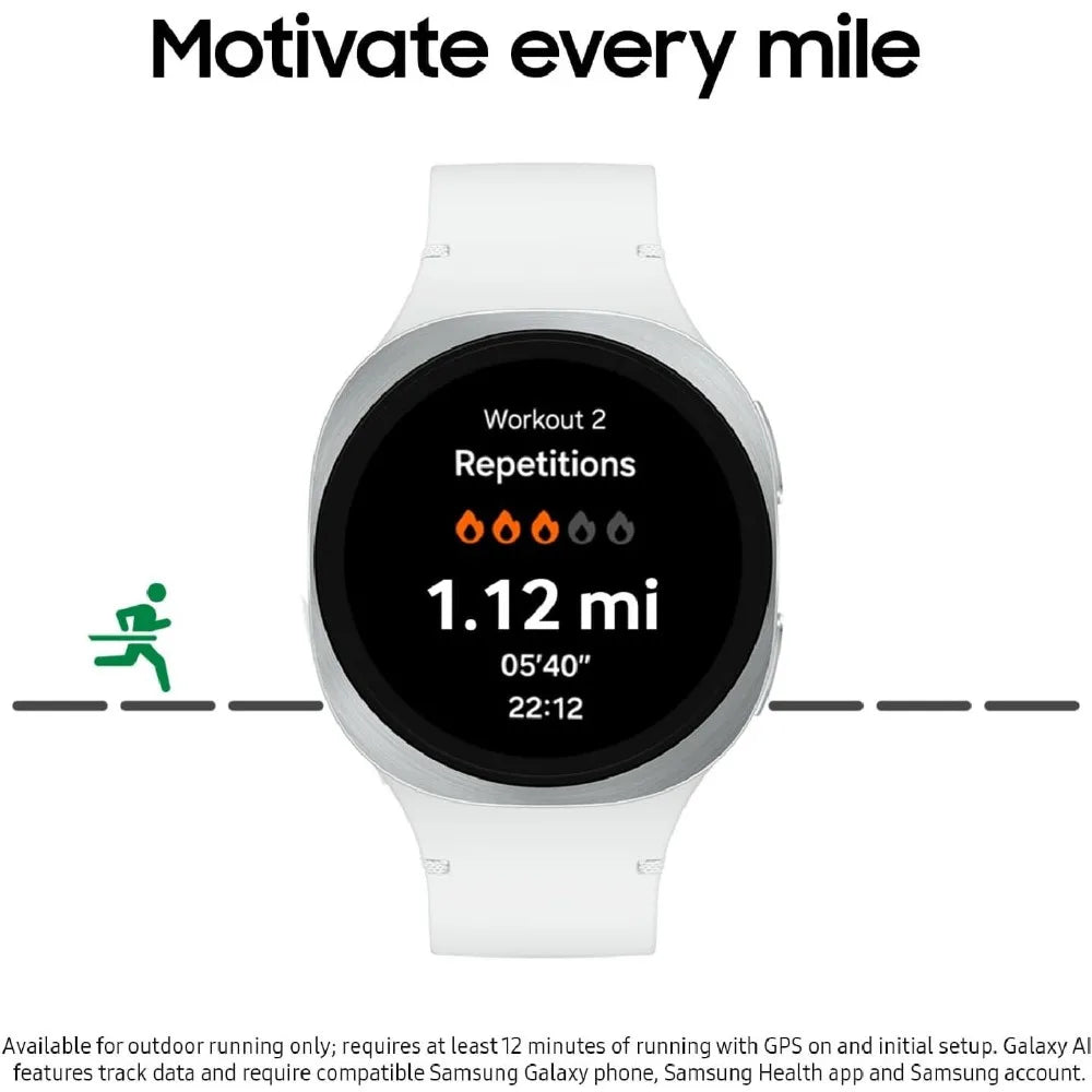 44mm Silver Smartwatch with Fitness Tracking, Sleep Coach, and Heart Rate Monitoring