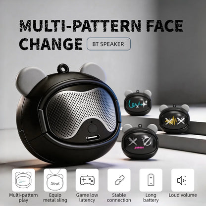 Mini Bluetooth Speaker 5.3 Cute Bear Cartoon Portable Wireless Speaker 28mm Driver HiFi Sound Type-C Rechargeable Outdoor Music Player with Hook