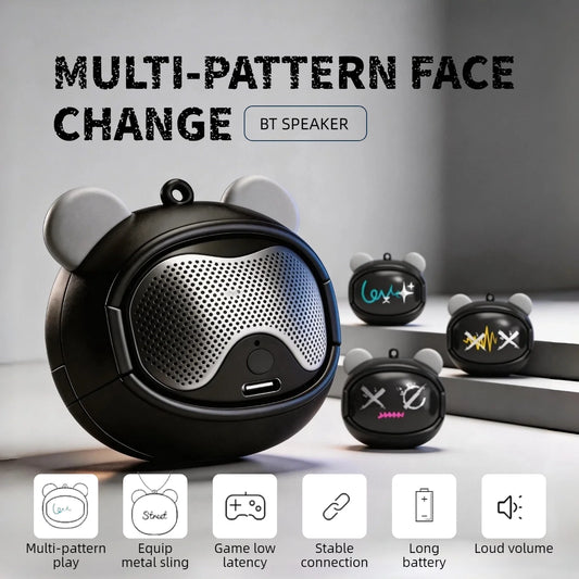 Mini Bluetooth Speaker 5.3 Cute Bear Cartoon Portable Wireless Speaker 28mm Driver HiFi Sound Type-C Rechargeable Outdoor Music Player with Hook