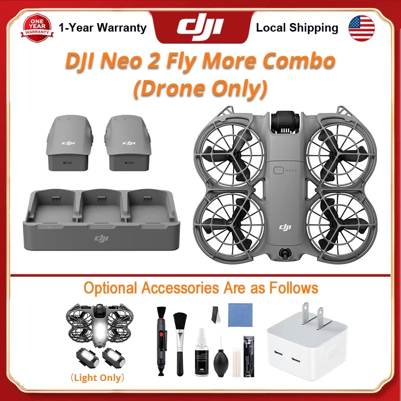 DJI Neo 2 Fly More Combo (Drone Only) Drones With a Camera Drone 4k Professional with Optional Accessories ActiveTrack for Cycling, Omnidirectional Obstacle Avoidance