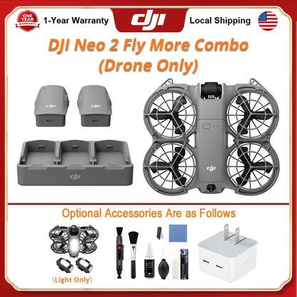DJI Neo 2 Fly More Combo (Drone Only) Drones With a Camera Drone 4k Professional with Optional Accessories ActiveTrack for Cycling, Omnidirectional Obstacle Avoidance