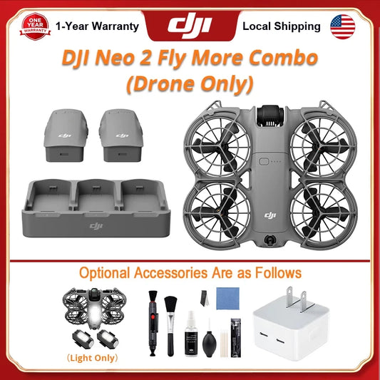 DJI Neo 2 Fly More Combo (Drone Only) Drones With a Camera Drone 4k Professional with Optional Accessories ActiveTrack for Cycling, Omnidirectional Obstacle Avoidance