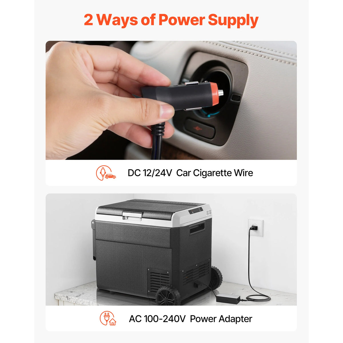 SucceBuy 12 Volt Car Refrigerator 60L Car Fridge Portable Electric Cooler with Wheels and Handle for Outdoor Camping Travel Use