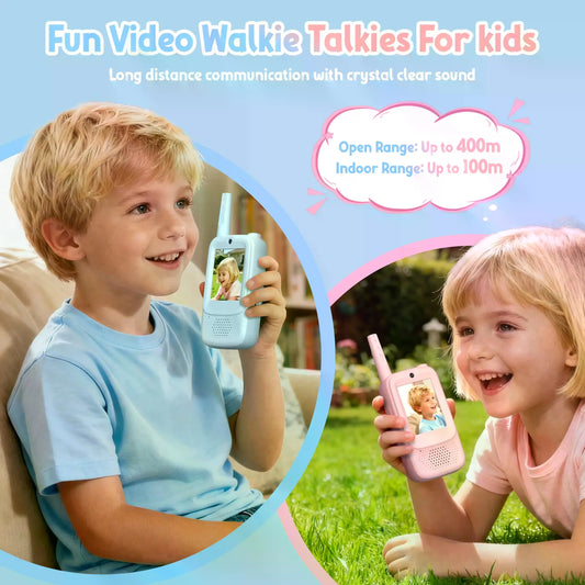 Rush Deer Video Walkie Talkies for Kids, 2 Pack Rechargeable Video Intercom Kids Walkies Talkies with HD Camera & Voice, Indoor Outdoor Games,Camping, Hiking for Boys Girls 3-14,Blue/Pink