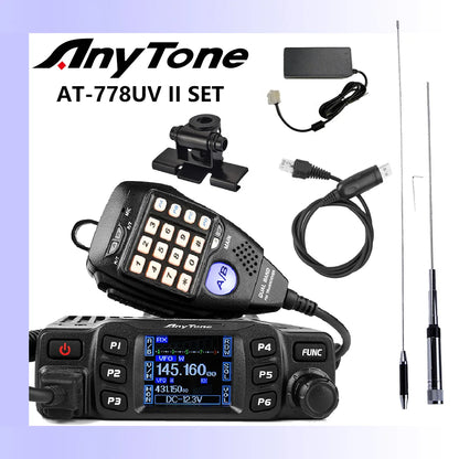 AnyTone AT-778UV II Dual Band Transceiver Mini Mobile Radio Station VHF 136-174 UHF 400-480MHz Amateur Radio  Walkie Talkie 25W