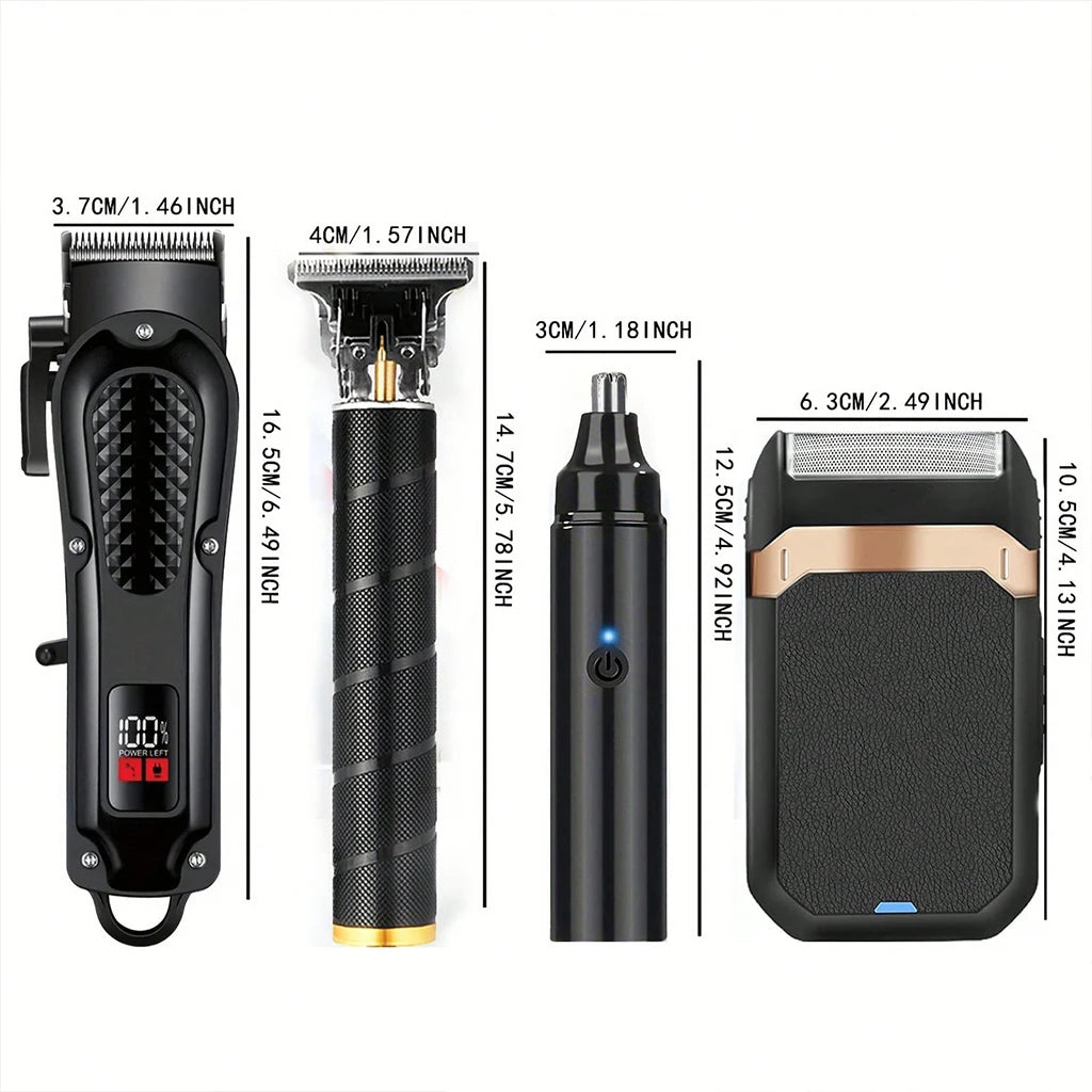 4-in-1 Electric Hair Clipper Set for Men Rechargeable Cordless Hair Trimmer Grooming Kit for men Beard Cutting Machine Nose Hair trimmer Electric Shaver Birthday Christmas Gift For Family