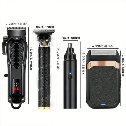 4-in-1 Electric Hair Clipper Set for Men Rechargeable Cordless Hair Trimmer Grooming Kit for men Beard Cutting Machine Nose Hair trimmer Electric Shaver Birthday Christmas Gift For Family