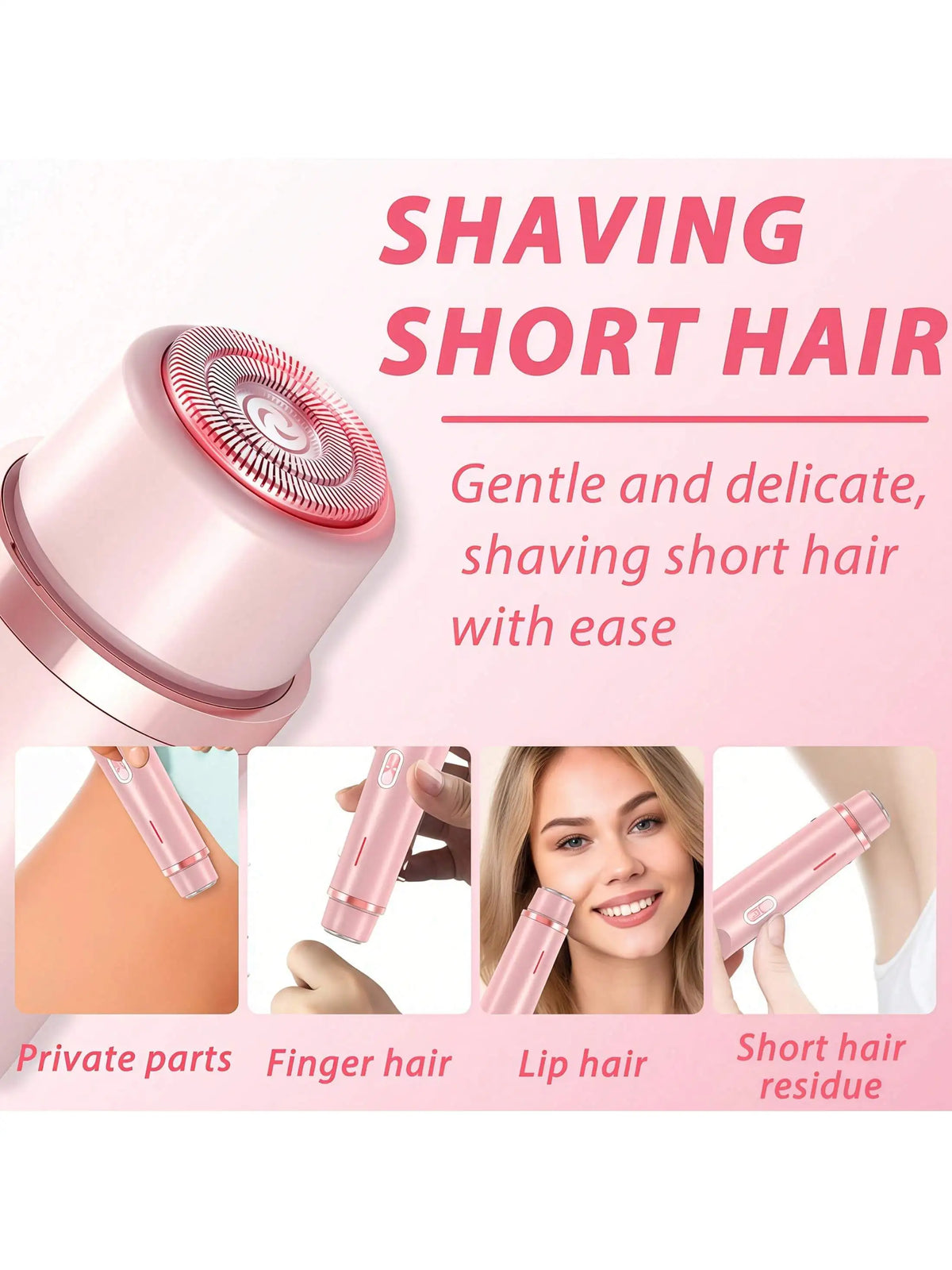 Women's Bikini Trimmer, Women's Electric Shaver, Replaceable Heads, Facial and Intimate Hair Trimmer, USB Rechargeable, with Base, Travel Cordless Body Shaver, Suitable for Face/Legs/Underarms, Women's Gift