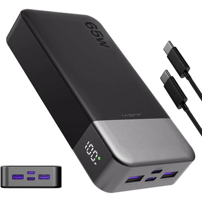 JUOVI Power Bank 65W 20000mAh Laptop Portable Charger, PD QC Fast Charging External Battery Pack for MacBook iPad Tablet iPhone