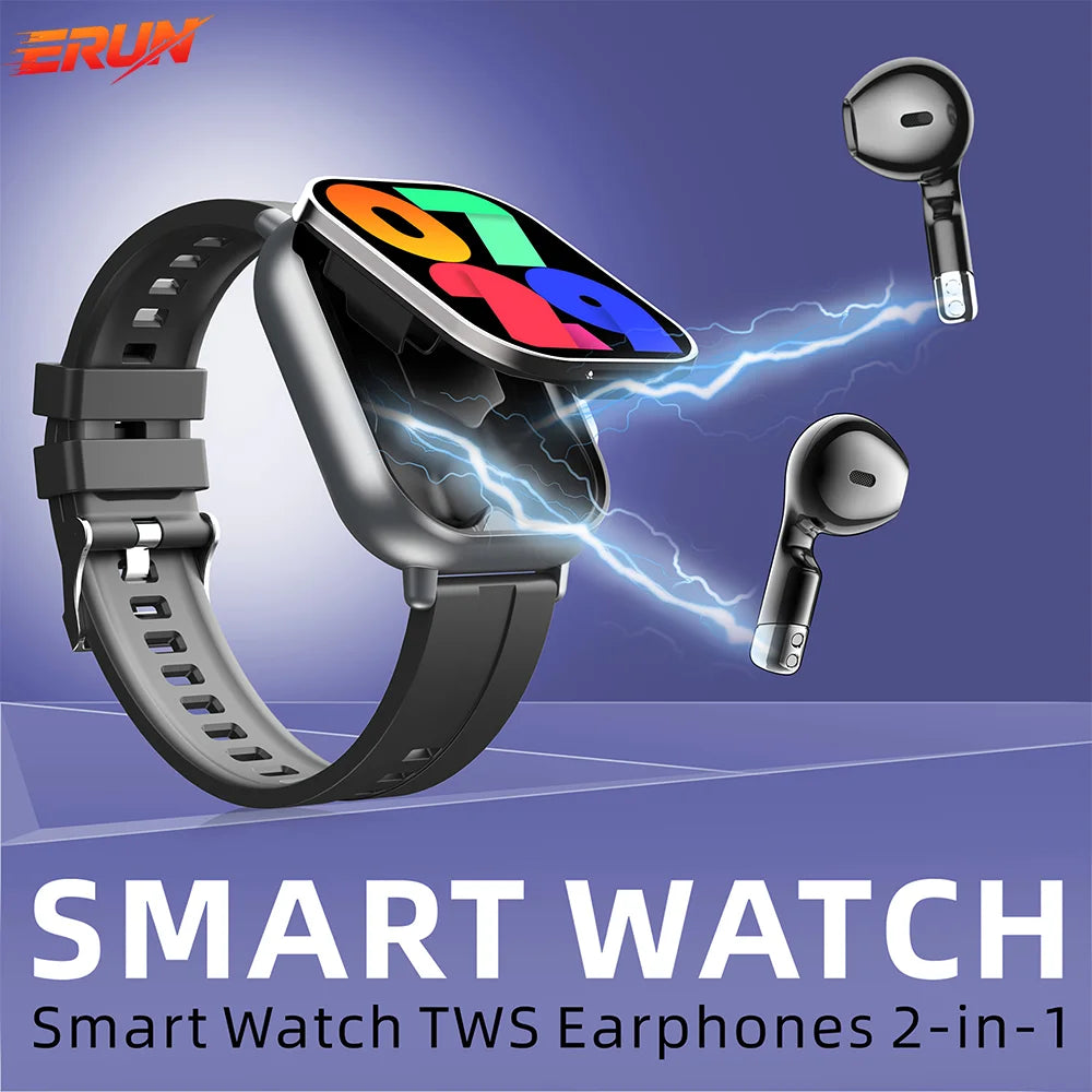 2-In-1 Smart Watch with Earbuds, HD Display, Wireless Calling/Sports Mode/Headphone Control And Connection/Weather Display/Nfc, Fashionable And Useful Smart Watch, Best Holiday Gift, Compatible with Android And Iphone