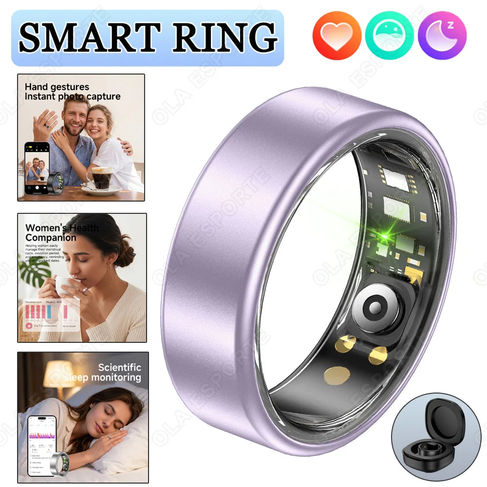 New Smart Ring with Case Heart Rate Blood Pressure Sleep Monitoring GPS Tracking IP68 Waterproof Men Women Smart Rings Gift Ring